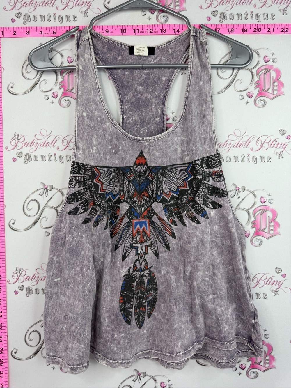Deb tank Lavender Vintage-Wash Tribal Eagle Racerback Tank